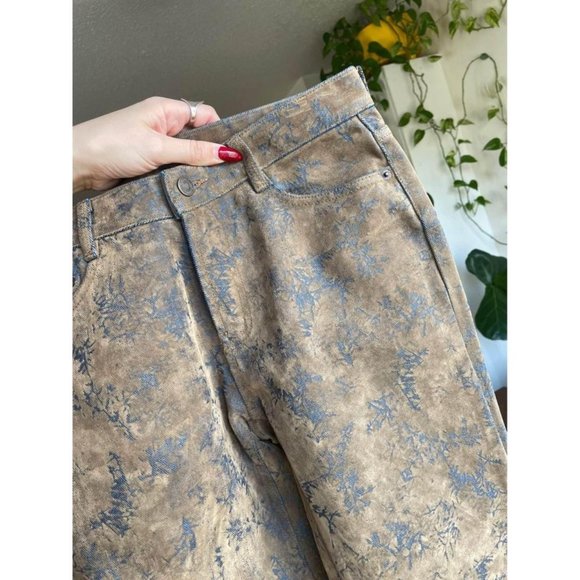 RARE Vintage Velvet / Denim Bell Bottom Burnout Devore Low Rise Jeans - Picture 2 of 3